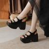 Sandálias Romanas para Mulheres, Aumentadoras de Altura, Sapatos Plataforma Abertos na Ponta, Saltos Altos Robustos de Solado Grosso Estilo Francês, Sapatos Femininos, Novo Modelo Verão 2026