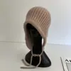 Pasamontañas de Lana Mezclada con Lentejuelas Estilo Coreano de Conejo Protección para los Oídos Cálido para Otoño e Invierno Sombrero Lei Feng para Mujer