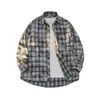 Otoño e Invierno 2024 Nueva Camisa a Cuadros Moda Masculina Marca de Moda Tendencia Top Casual Chaqueta Cárdigan Hombres Una Pieza Cabello