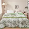 Colchón de verano fino estampado de lujo ligero en tono azul, lavable a máquina, para cama individual y doble, transpirable y amigable con la piel, para aire acondicionado