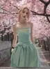 Ropa de Comercio Exterior 2025 Nuevo Vestido Tubo Color Verde Menta Estilo Resort de Playa con Cintura y Diseño Hombros Caídos Falda Larga