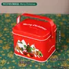 Caja de Almacenamiento de Hierro Portátil para Navidad Cesta de Almacenamiento Festiva Empaque para Regalos Dulces Galletas Decoración de Escritorio Adornos