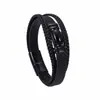 Popular Pulsera Tejida de Estilo Oscuro de Amazon con Piedra Natural Ojo de Tigre y Joyería de Cuero de Doble Capa de Moda para Hombre