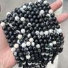 Contas de pedra zebra natural preta e branca, contas soltas, semi-acabadas, acessórios para pulseiras e joias, atacado