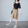 Foto Real da Nova Saia Midi Casual Slim Reta de Cintura Alta Tamanho Grande Estilo Coreano Literário de Verão para Mulheres