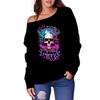 Transfronteiriço top 3D estampa de caveira Halloween novo europeu e americano feminino ombro a ombro blusa de base feminina Feminino