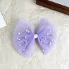 Pasador de Malla Estéreo con Lazo de Perlas Todo Fósforo Temperamento Princesa Clip Superior para el Cabello Accesorios para el Cabello de Niñas para Espectáculo Escénico