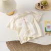 Vestido de Verano para Niña de Corea del Sur Lindo Versátil Camisa Base Nuevo 2025 Estilo Occidental Bordado de Bebé Niña Tejido de Punto de Manga Corta T