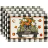 Amazon Halloween Acción de Gracias Manteles Individuales Calabaza Hoja de Arce Manteles Individuales Pavo Otoño Decoración de Mesa Manteles Individuales Resistentes al Calor