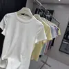 Camiseta de nuevo estilo con ajuste en la cintura, cuello redondo, manga corta, hombros rectos, top deportivo básico versátil de ajuste ceñido para yoga 12879