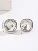 Pendientes Exquisitos Europeos y Americanos Incrustados de Diamantes de Cristal con Pendientes de Circonita, Pendientes de Acero de Titanio de Gama Alta Personalizados de Nicho al por Mayor