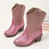 Bota Gretel Moda Xadrez Elegante Adorável para Meninas de Faculdade com Bico Redondo e Zíper Lateral