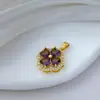 [Cobre y Oro Real] Flor de la Suerte Encanto Elegante Cruz de Exportación DIY Joyería Hecha a Mano Cobre Circonio Colgante Microincrustado