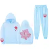 Vendas Diretas Transfronteiriças Outono e Inverno Novo Moletom com Capuz Estampado Tendência Manga Longa Calça Reta Solta Homem Tendência Japonesa