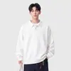 Camisa Polo de Manga Larga para Hombre Estilo Nuevo Peso Pesado Color Sólido Casual Holgada Cómoda Cuello Solapa Hombre Estilo Básico