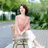 Top de Manga Tres Cuartos Estilo Verano para Mamá, Camisa de Verano de Moda para Mujeres de Mediana Edad y Mayores, Traje de Dos Piezas Camisa Estilo Chino