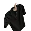 Camisa de manga corta para hombre de estilo americano, top de comercio exterior con cuello tipo Henry de seda helada texturizada, camiseta fina de verano fresca