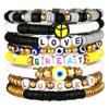 Pulsera Transfronteriza Caliente de Cerámica Blanda Joyería Colorida Cerámica Blanda Letra Hecha a Mano Abalorios Perla Amistad Pulsera para Pareja Traje