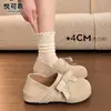 Couro Genuíno Solado Grosso Salto Escondido Laço Sapatos Birkenstock para Mulheres Sapatos de Uma Sola de Duas Vias 2026 Outono Novo Estilo Mocassins Totalmente Cobertos