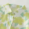 Foto Real de Camisa Pronta com Estampa de Folhas Nicho Francês Boa Qualidade Versátil Fina Floral Top Feminino Verão