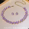Conjunto de dos piezas de collar y pendientes de cristal de colores geométricos elegantes de alta gama, superventas transfronterizo, collar para la clavícula, para vestidos de noche