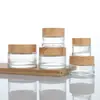 Tapa Imitación Grano de Madera Botella de Crema de Vidrio Transparente Sellada Botella para Contorno de Ojos Botella para Crema Botella Cosmética Botella para Crema Doméstica