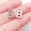 26 Letras Capitales Incrustadas con Diamantes en Inglés, Accesorios de Joyería de Aleación de Zinc K Blanco, Colgantes para Bricolaje, Pendientes, Pulseras, Colgantes