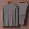 Traje Térmico para Hombre Invierno De Rong Cuello Semi Alto Ropa Interior con Forro Polar Engrosado Pantalones Térmicos Protección Corporal Integrada a Prueba de Frío Top Térmico