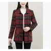 Elegante Abrigo de Lana a Cuadros Reductor de Edad para Mujer 2026 Otoño/Invierno Nuevo Elegante Gabardina Ceñida