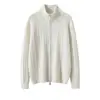 % Suéter de Lã Feminino Outono Inverno Novo Estilo Fábrica Atacado Cardigã Grossinho de Tricô Trançado Casaco Suéter de Lã com Zíper Casual
