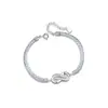 Pulsera de Plata de Ley 925 Símbolo Ilimitado para Pareja Moda Joker Zirconita Pulsera Estilo Ins Anillo Moby Cuerda de Mano Uus