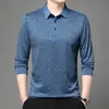 Camisa Polo de Manga Larga Otoño 2026 para Hombre, Casual de Negocios, Cuello Campana, Estampada, para Hombres de Mediana Edad, Polo de una Sola Pieza Drop-Shipping