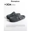Sapatos Femininos Estilo Birkenstock com Forro de Lã Quente 2025 Novo Outono e Inverno Sapatos de Algodão Peludos com Solado Grosso Versátil Estilo Cinza Mules Fechados