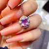 Venta al por mayor de fábrica Popular Set de Amatista Natural con Incrustaciones de Plata S925 Piedra Principal 7*9 Joyería de Lujo Venta Directa de Fábrica