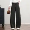 Pantalones Casuales de Pierna Ancha Rectos de Tiro Alto Personalizados para Mujer Otoño Sueltos Versátiles Caída Suave Adelgazantes para el Trabajo Largos