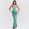 Vestido bodycon longo europeu e americano ins transfronteiriço novo multicolorido tubo na cintura peito ombro a ombro espartilho plissado quadril