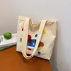 Bolsa de Lona para Perro Dachshund de Corea del Sur para Mujer de Gran Capacidad Estilo Perezoso Bolsa de Tote Estudiante Versátil para Todo Bolsillo Portátil para Compras