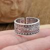 Joyería de Plata Pura 999 para Hombres y Mujeres Piscis Sutra del Corazón Plata Esterlina Anillo Abierto Plata Tailandesa Retro Letras Anillo Sutra