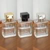 Frasco de Perfume Transparente de Vidro Quadrado Plano 30ml50ml Frasco de Perfume com Borrifador Líquido Frasco Cosmético Vazio Preto e Branco