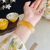 Nuevo Pulsera de Jade Dragón Amarillo Azúcar Estilo Chino, Brazalete de Jade Osmanthus Tipo Hielo para Mujer, Jade Natural con Acabado Suave y Aceitoso