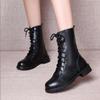 Botas Martin de Casal Botas de Couro Neve Outono e Inverno Bico Redondo Cano Alto Britânicas Sapatos Femininos Botas de Motociclista Masculinas Forradas com Lã Sapatos Tamanho Grande 42