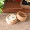 Tapa Superior e Inferior Redonda Madera de Haya Anillo Acrílico Caja para Anillos Transparente Caja para Anillo de Compromiso Madera Maciza Femenina Caja para Anillo de Diamantes Empaque de Almacenamiento
