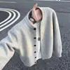 Suéter cárdigan de botones Khaki Cleanfit para hombre, Otoño, Tejido perezoso de alta gama, Ropa exterior holgada para pareja