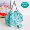 Bolsa de Compras Plissada Estilo Japonês Desenho Animado Verde com Botão de Pressão Ultra Leve Portátil Bolsa de Ombro para Viagem