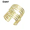 WT-B658 atmósfera clásica diseño hueco de tres capas pulsera abierta chapada en oro de 18 quilates artículo de joyería popular de exportación