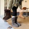 Botas de Nieve Peludas Cálidas y Engrosadas 2025 Invierno Plataforma Suela Gruesa Punta Redonda Gamuza A prueba de Frío Bota de Media Caña para Mujer Talla Grande 42
