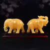 Adornos de Elefante de Topacio Par de Decoraciones de Jade Tallado Sala de Estar Fábrica de Artesanía de Topacio Elefante Absorbente