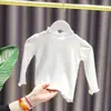 Camiseta para Niñas de Primavera y Otoño, Ropa Elegante para Bebés, Moda Única Infantil, Color Sólido Macarrón, Camiseta Básica de Cuello Medio con Volantes