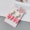 Aretes colgantes de resina acrílica para niños estilo coreano, lindos, con forma de flor de arcoíris, lazo, corazón, dibujos animados, clip para la oreja