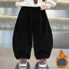 Pantalones de Invierno para Niños con Forro de Felpa 2026 Nuevo Estilo Moda Coreana Infantil Todo en Uno de Felpa Pantalones Deportivos Casuales Ropa de Invierno Pantalones de Pierna Ancha